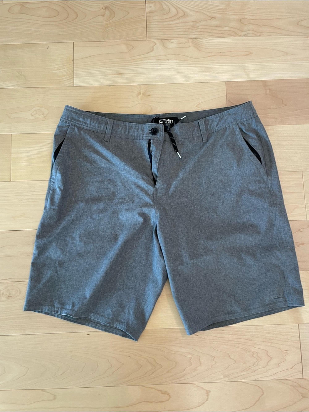 O'Neill Hybrid Boardshorts / Walking Shorts Gray Heather Blue Size 38 button zip